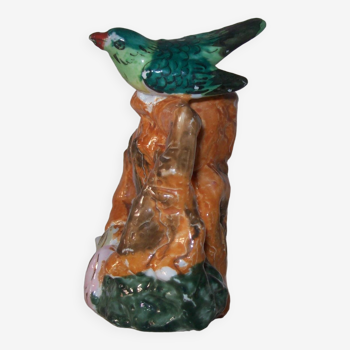 Petit vase bouquetière oiseau ancien en porcelaine