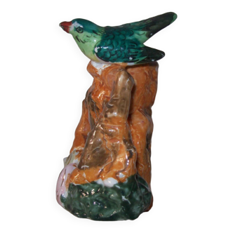 Small old porcelain bird flower vase