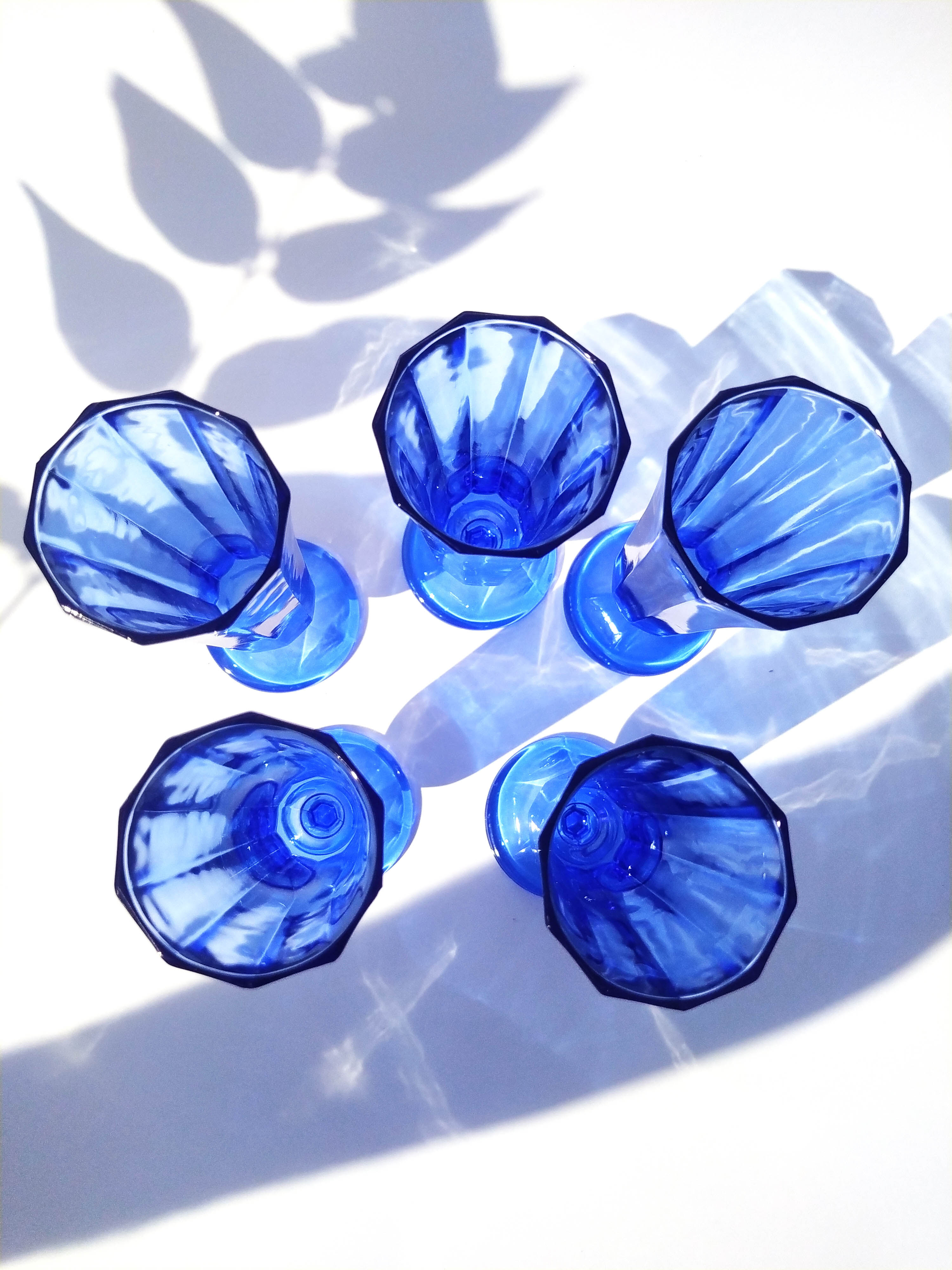 Vintage blue champagne flutes