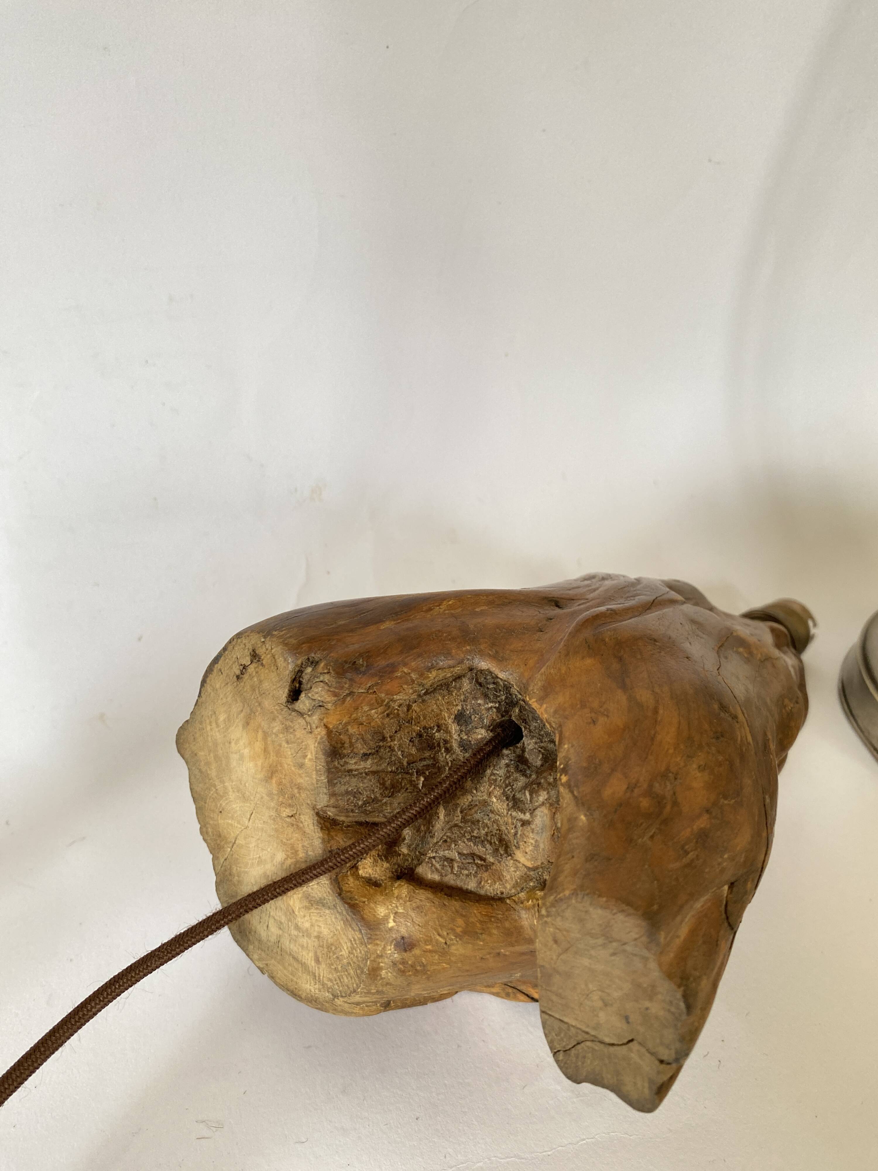 1950s wooden lamp, recent 2M fabric cable, tracing lampshade