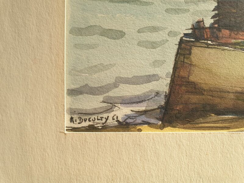 André Duculty (1912-1990) Watercolor on paper "Locmariaquer, Morbihan, oyster farmer's house"