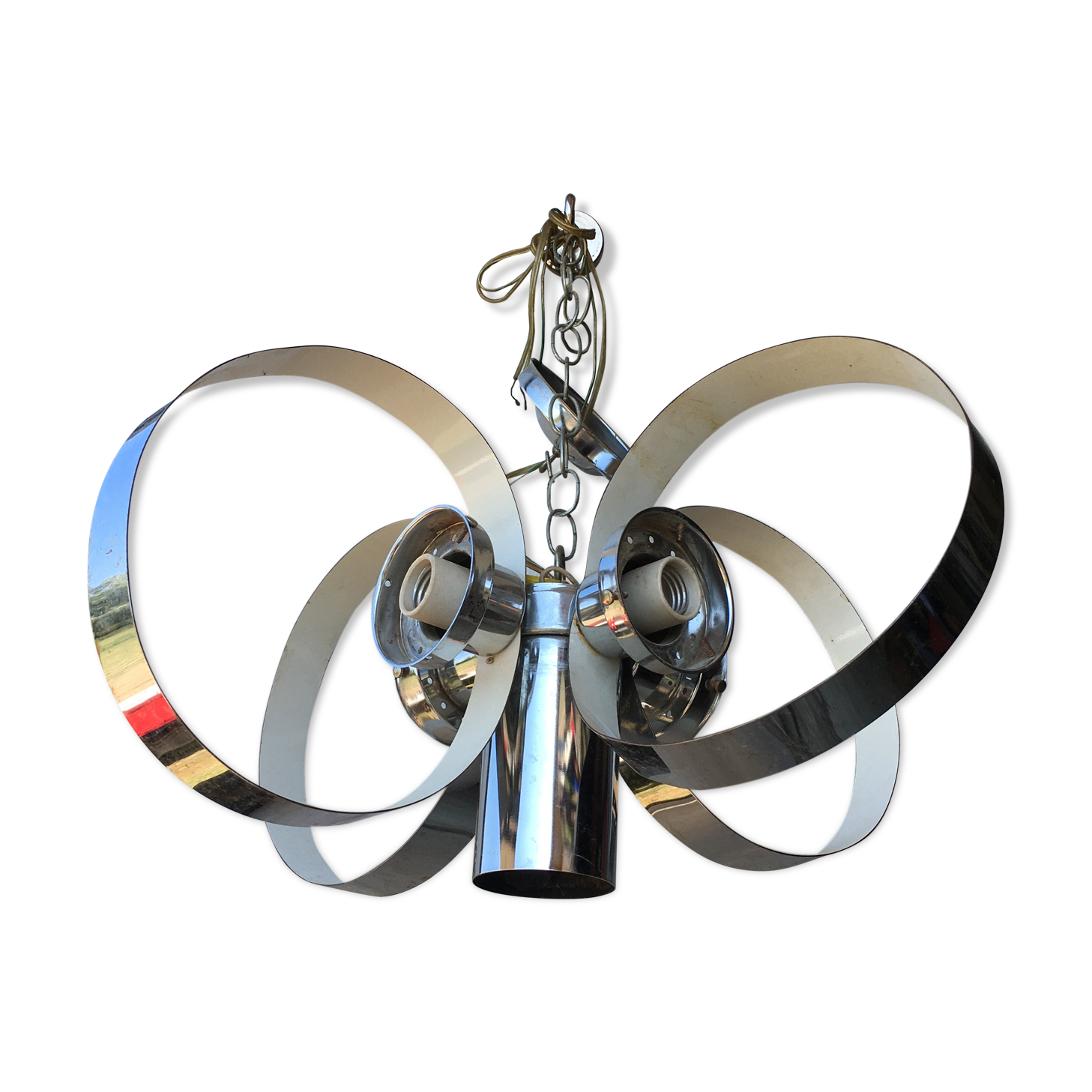 Space Age chrome hanging lamp 1970