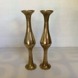Paire de vases réversibles bougeoirs en laiton