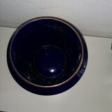 Cache pot art déco bleu cobalt doré à l'or fin