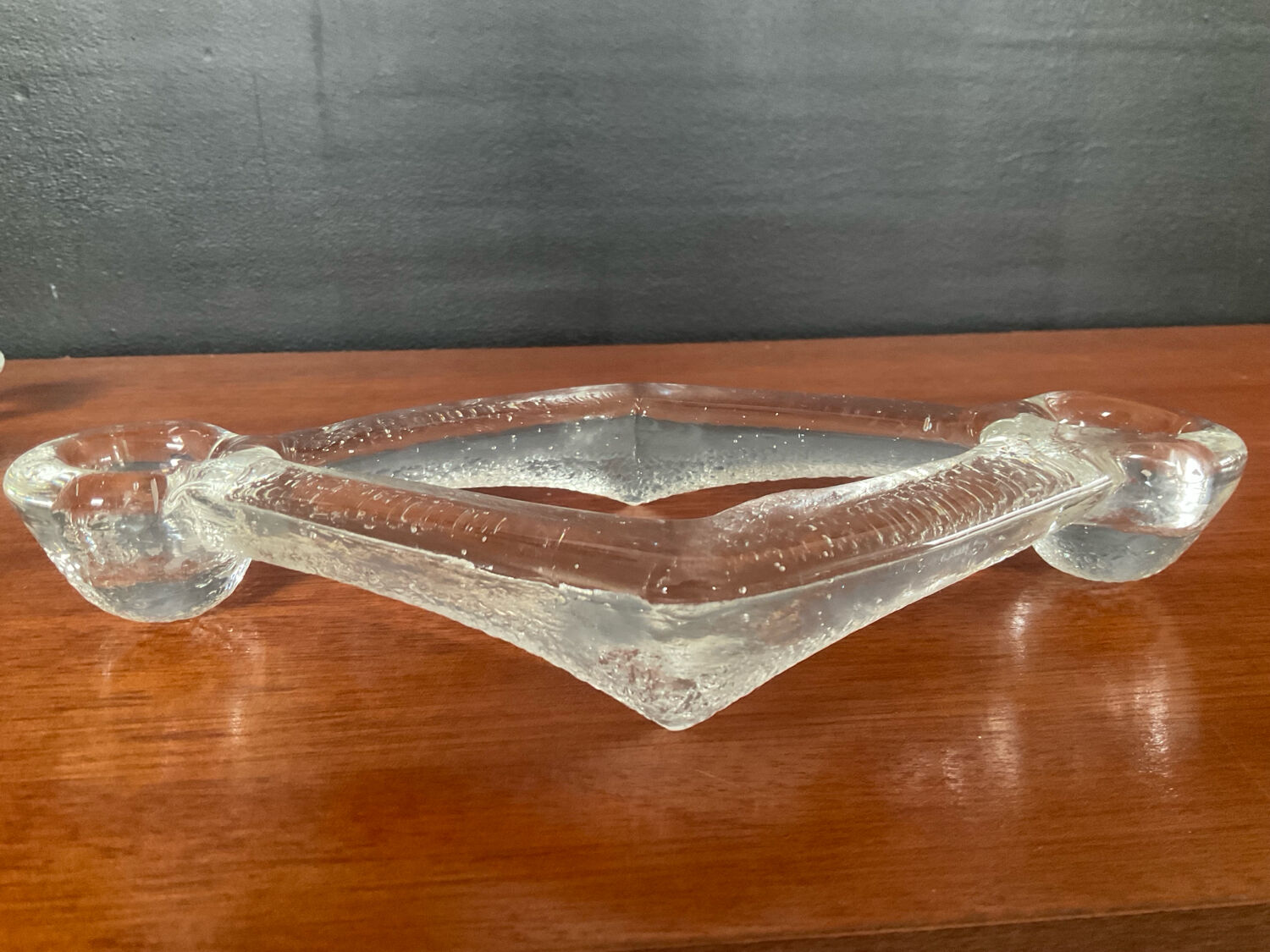 A pair of vintage moulded glass candlesticks.