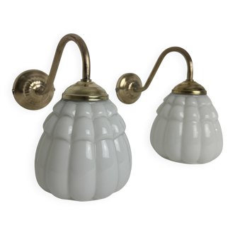 PAIR OF VINTAGE OPALINE WALL LIGHTS