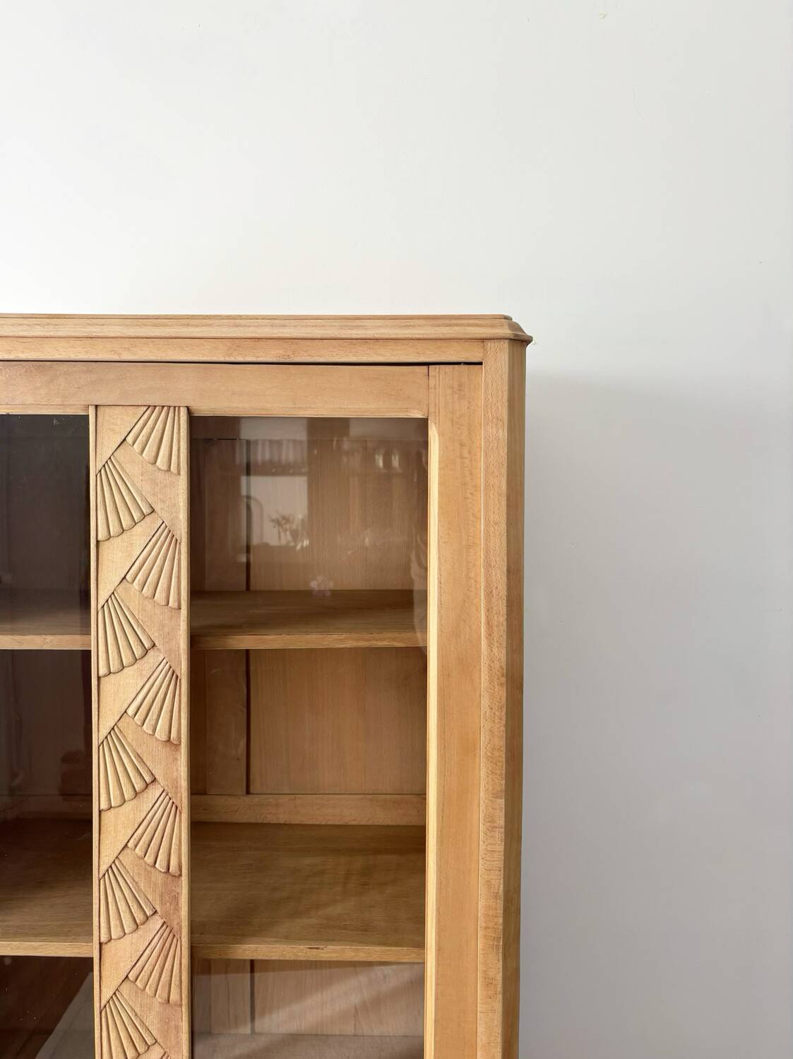 Renovated Parisian art deco solid wood display case