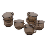 Smoked glass coffee cups x7