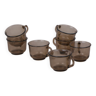 Smoked glass coffee cups x7