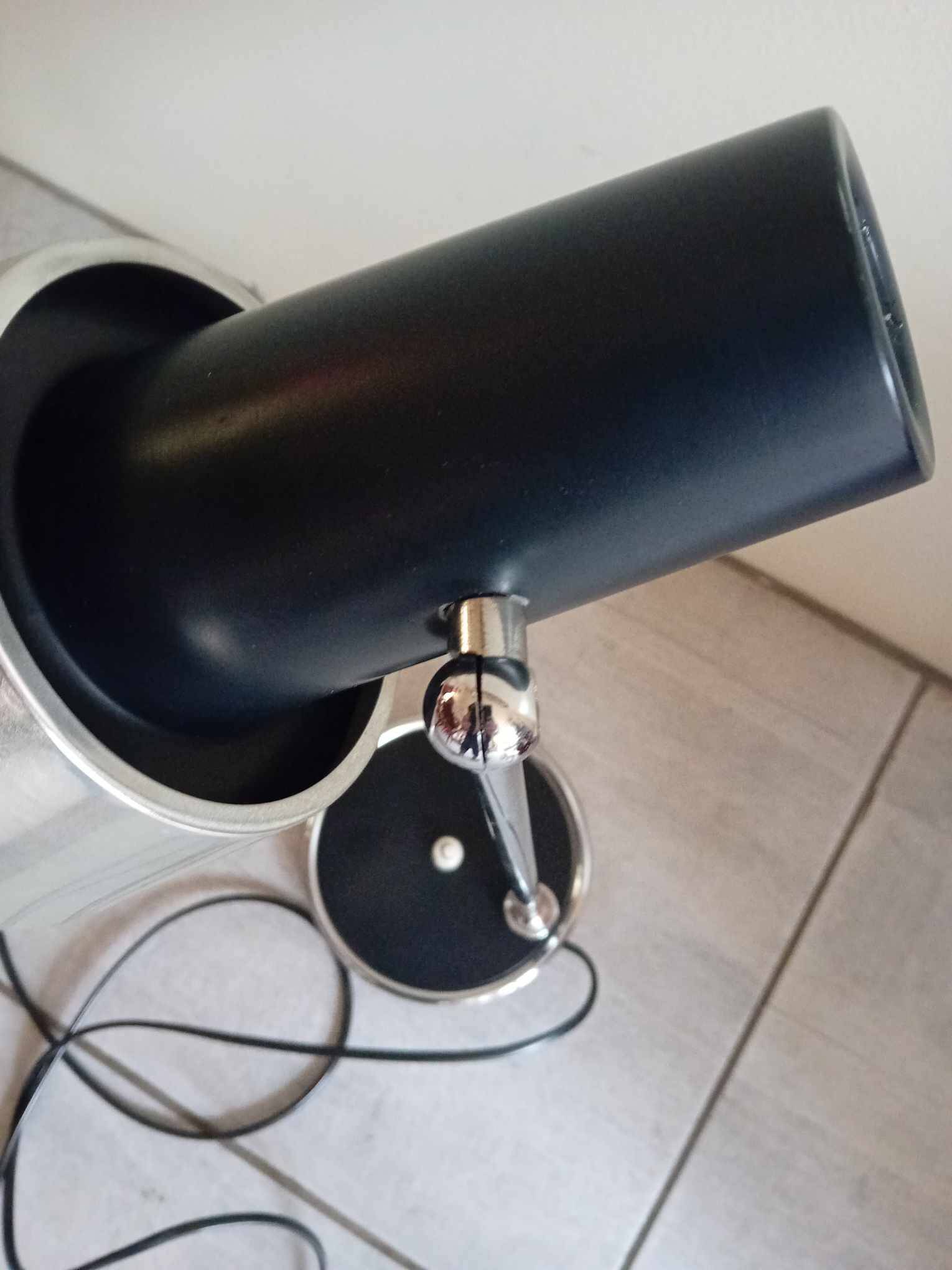 50s/60s desk lamp in chrome and black lacquer