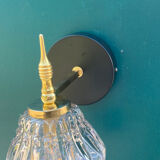 Gilded brass wall lamp and its colorful thick glass tulip