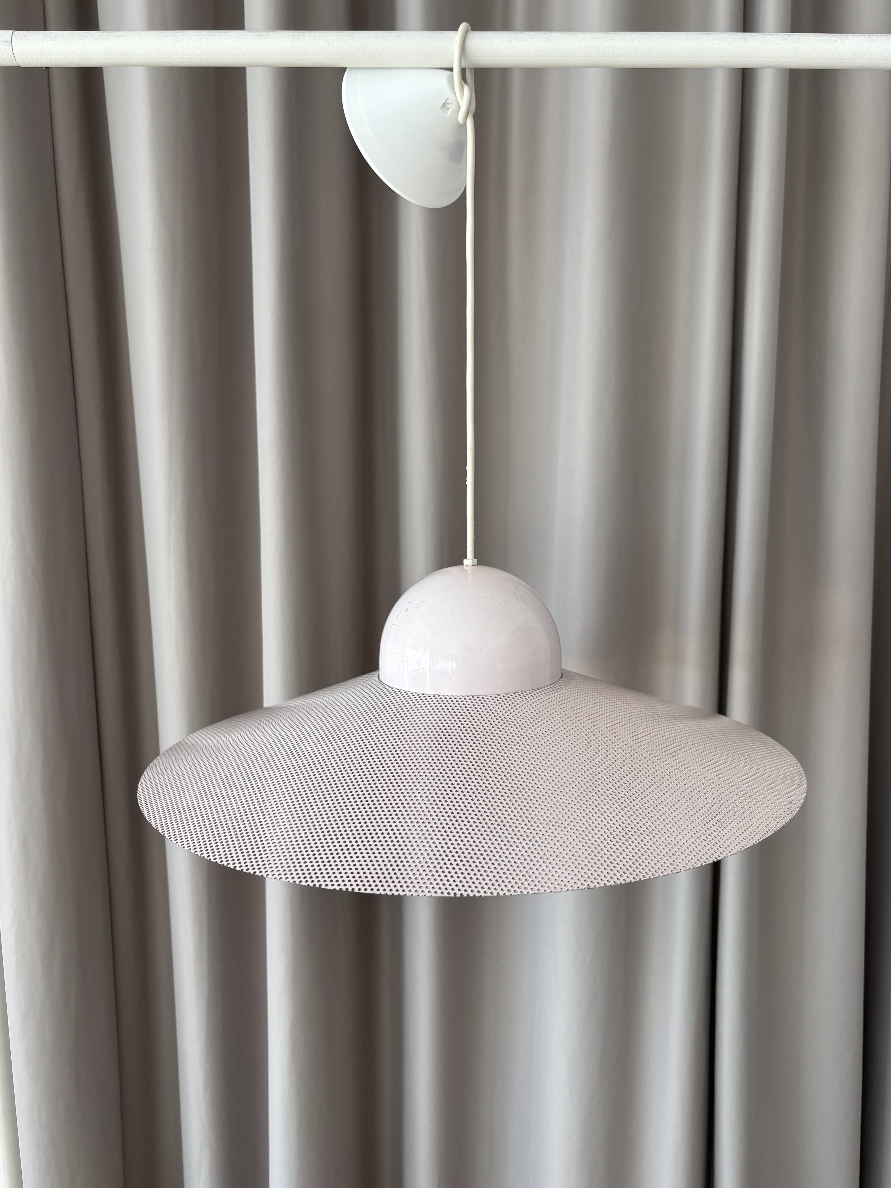 Vintage IKEA LYRIK Pendant Lamp | Soft Pink Perforated Metal | 1984 Scandin