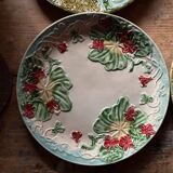 Antique faience barbotine plates – Mismatched set – circa 1900