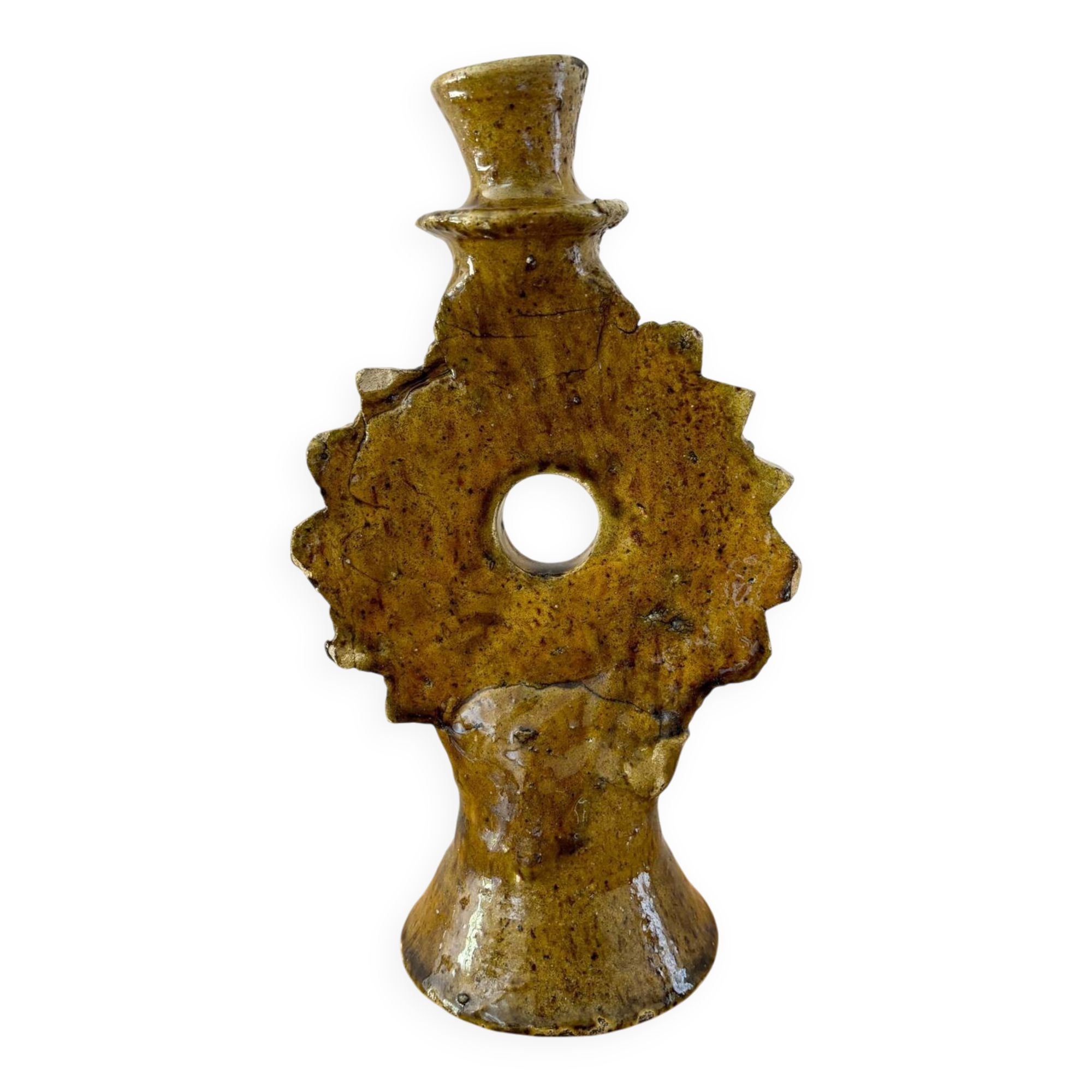 Yellow terracotta candle holder
