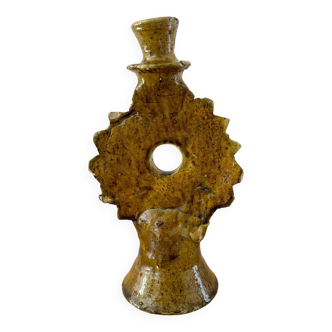 Yellow terracotta candle holder