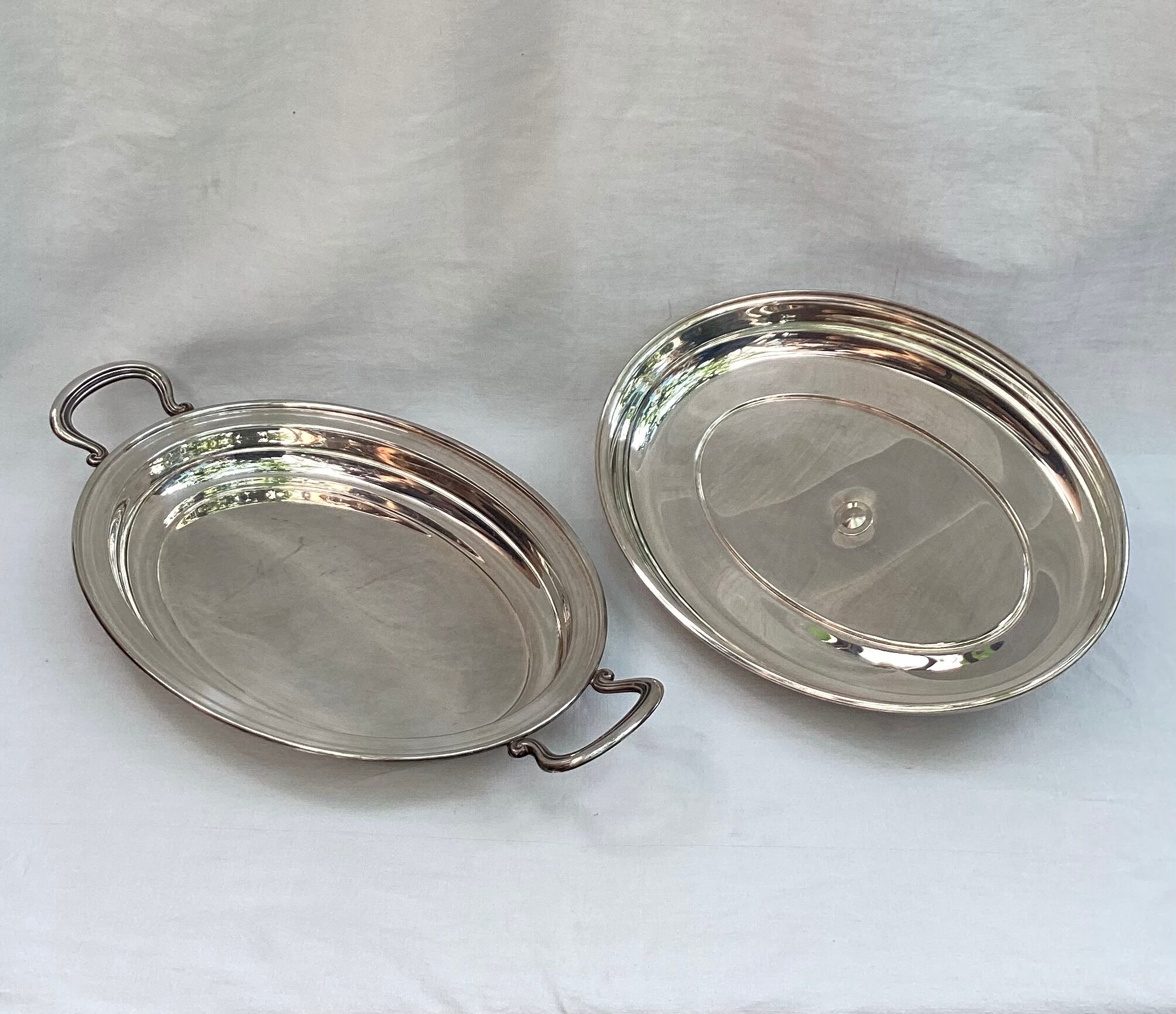 Silver metal covered dish signed Lancel dimension: height -14cm- width -48cm-