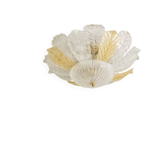 Vintage Murano chandelier/ceiling light with 16 white and amber leaves.