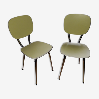 Paire de chaises en formica verte