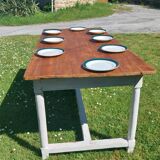 Wooden farmhouse table