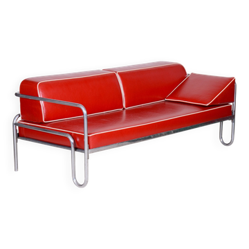 Bauhaus Sofa in Leather & Tubular Steel, 1930s