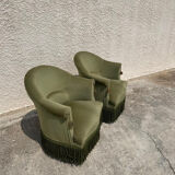 Pair of vintage green toad armchairs