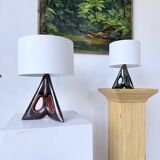 Paire de lampes céramiques forme libre triangle
