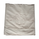Old linen sheet embroidered monogram SS 320 X 230 cm