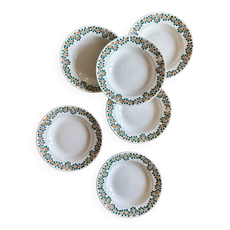 Set of 6 antique deep plates - Rita from the new Givors pottery.