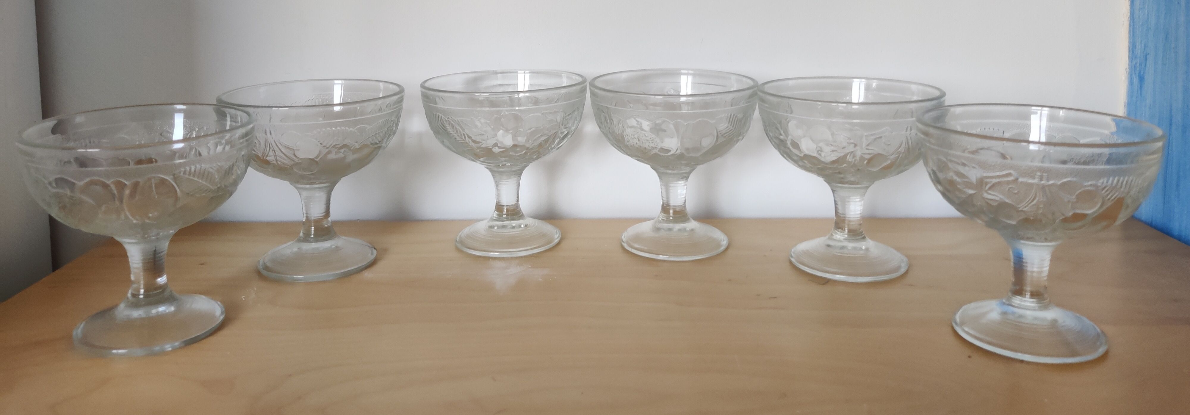 set of 6 thick glass ice cups decor vintage fruits