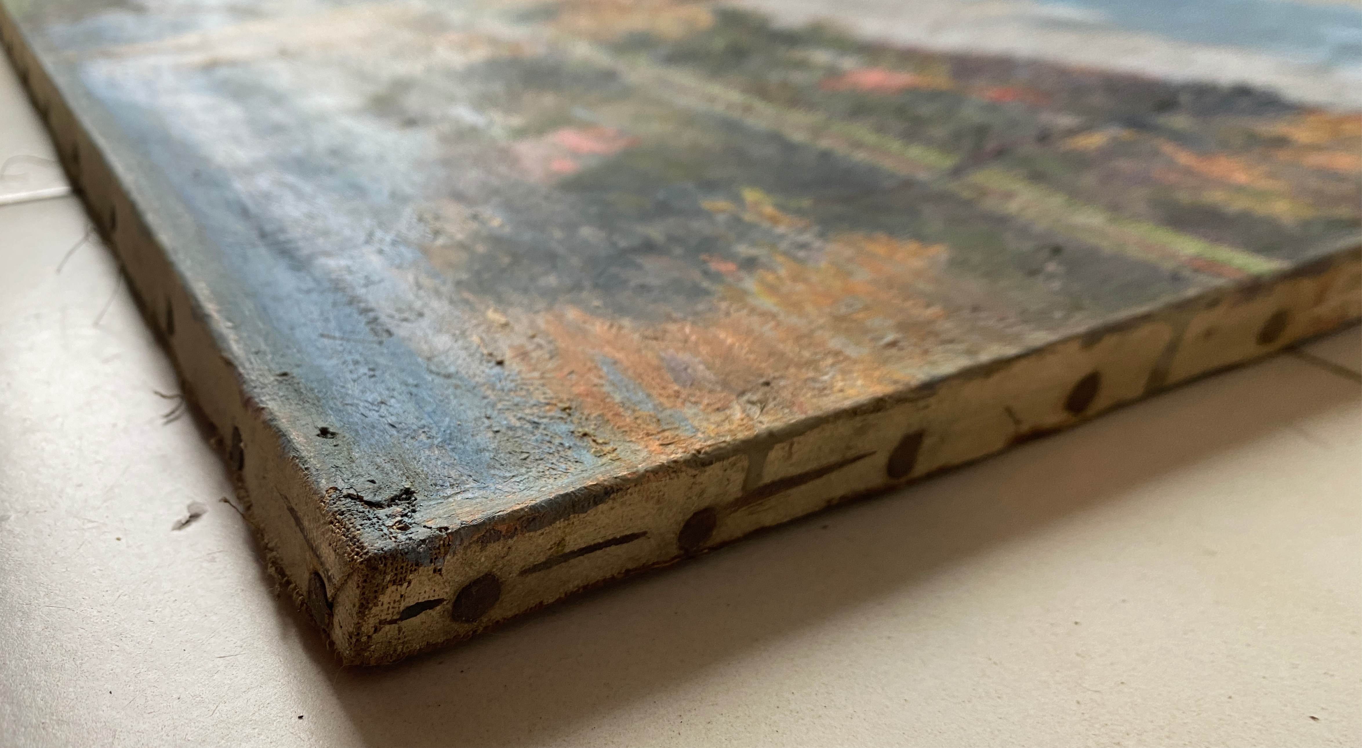 Table HST "Red house by the river" signed C. Normand early XX°