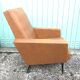 Former skai brown chair - black metal compass feet vintage 70s