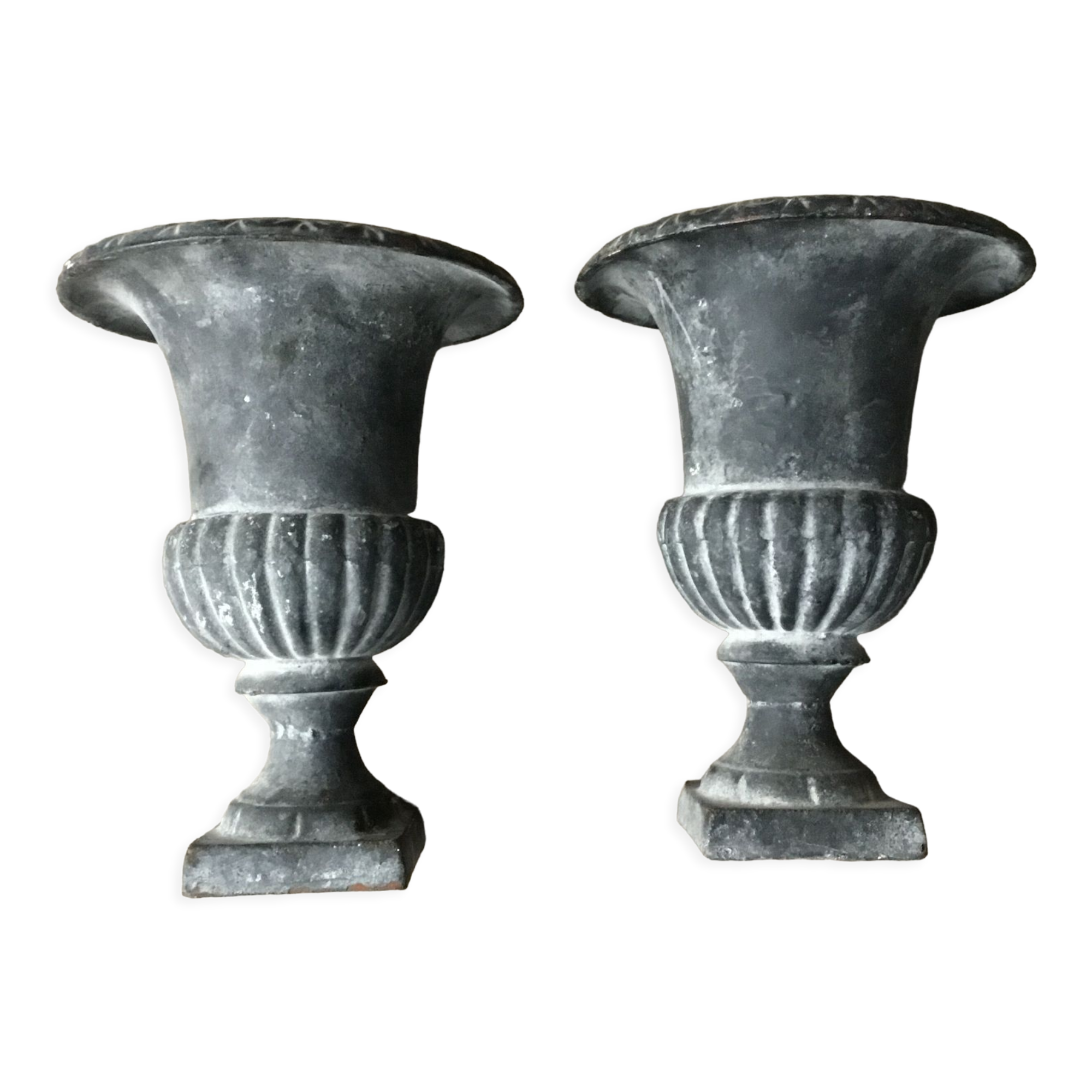 Pair of Medici style Planter Vases Anthracite Grey.