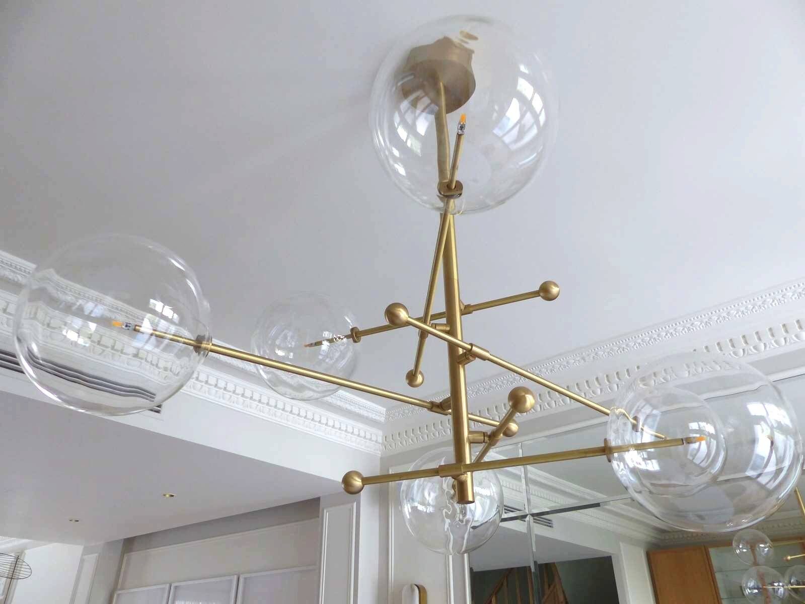 Brass & Borosilicate Glass Suspension "RD15 6 ARMS" design Schwung