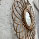 Vintage rattan flower mirror