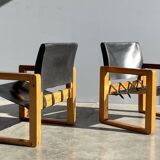 Pair of Scandinavian safari armchairs, 1970s