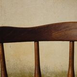 Vintage chairs, wooden, with splayed legs, both.