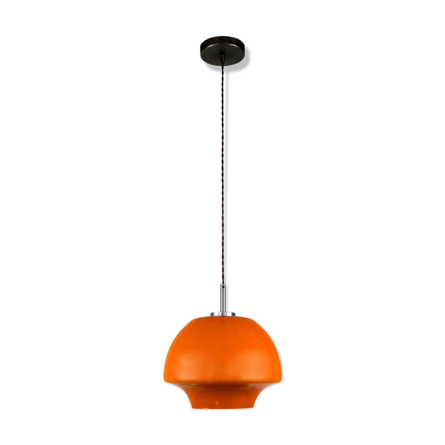 Suspension en verre orange du milieu du siècle