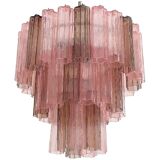 Fume’ and pink “tronchi” murano glass chandelier d60-3l