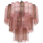 Fume’ and pink “tronchi” murano glass chandelier d60-3l
