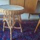 Circular bamboo and faux marble coffee or wine table, 1960s