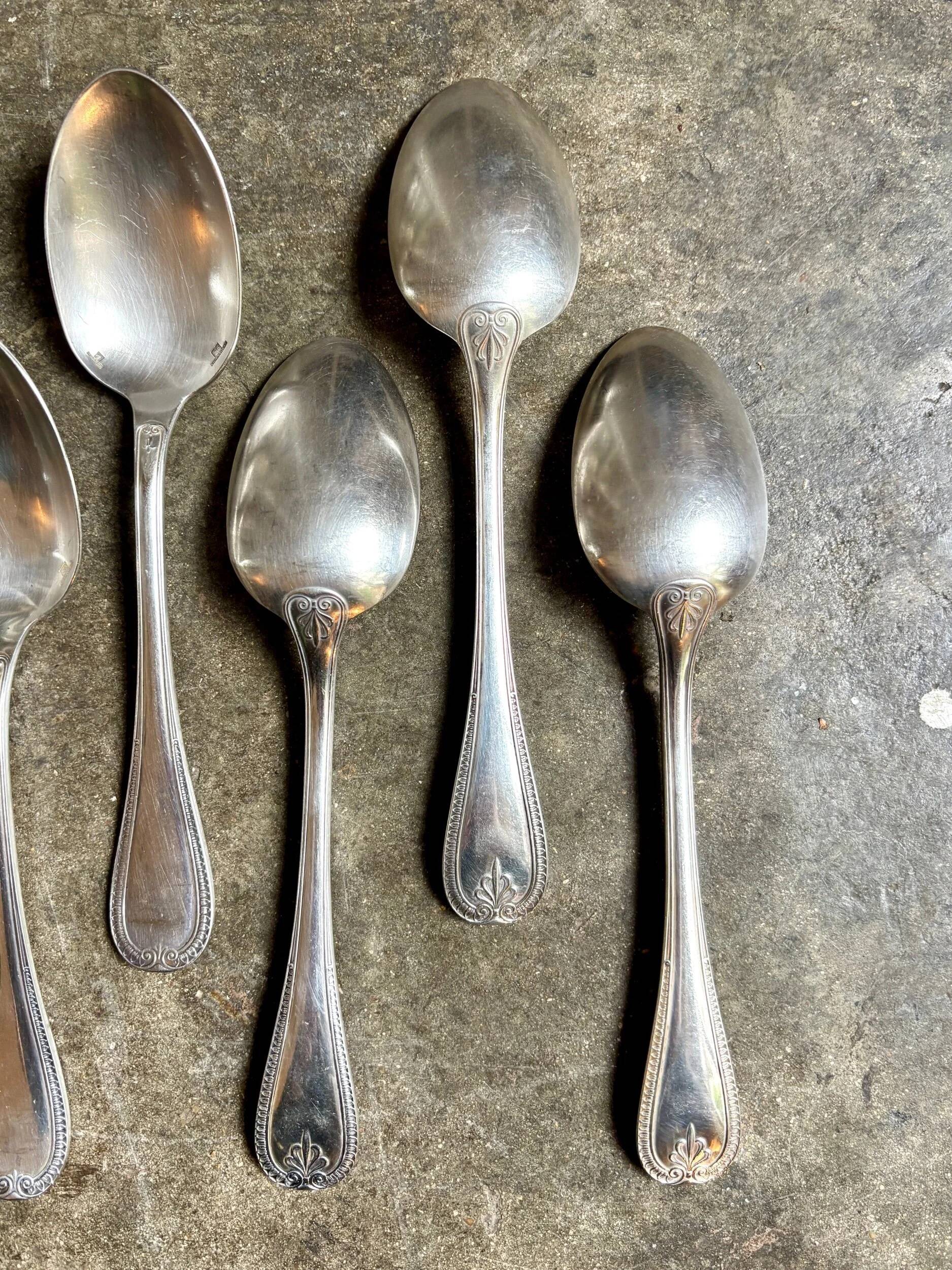 6 Christofle silver-plated tablespoons, "Malmaison" service.