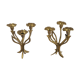 Pair of candlesticks three fires in brass
