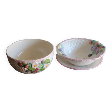 Salad bowl and drainer in vintage slip