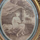Pair of engravings Diane au bain XIX th gilded wood frame