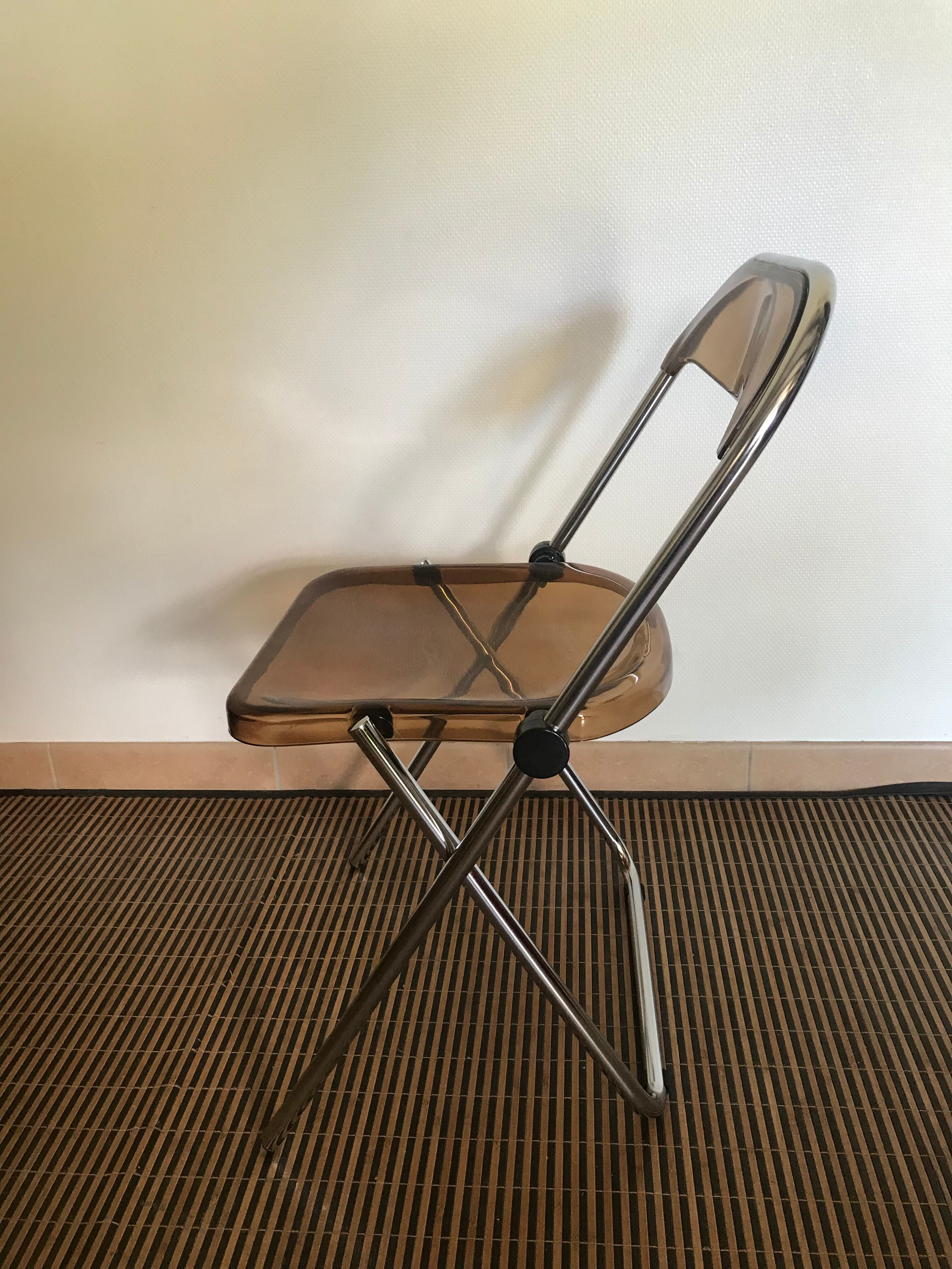 Vintage folding chairs smoked Plexiglas