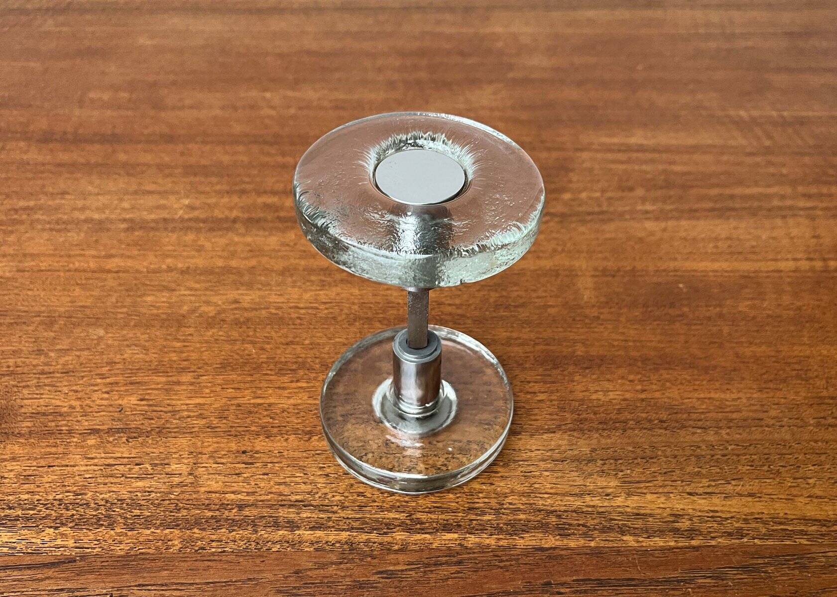 Mid-century modern glass and metal door handle from the space age, Germany, 1960s.