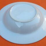 Suite de 6 assiettes creuses porcelaine blanche à décor de roses bleues
