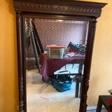 Large old solid oak trumeau mirror