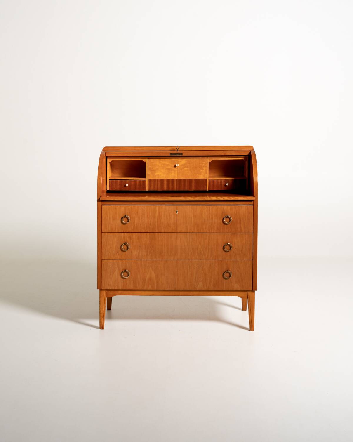 Scandinavian elm and burl wood secretary, 1950s/1960s