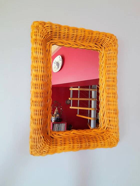 Rectangular wicker mirror 1960